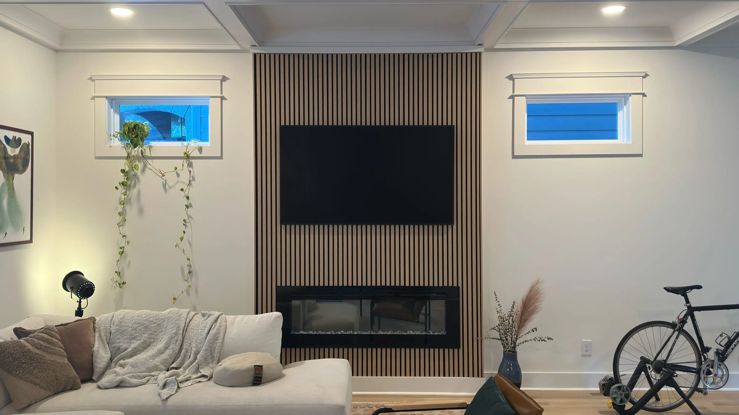 Overview of the Edsel living room before built-in construction