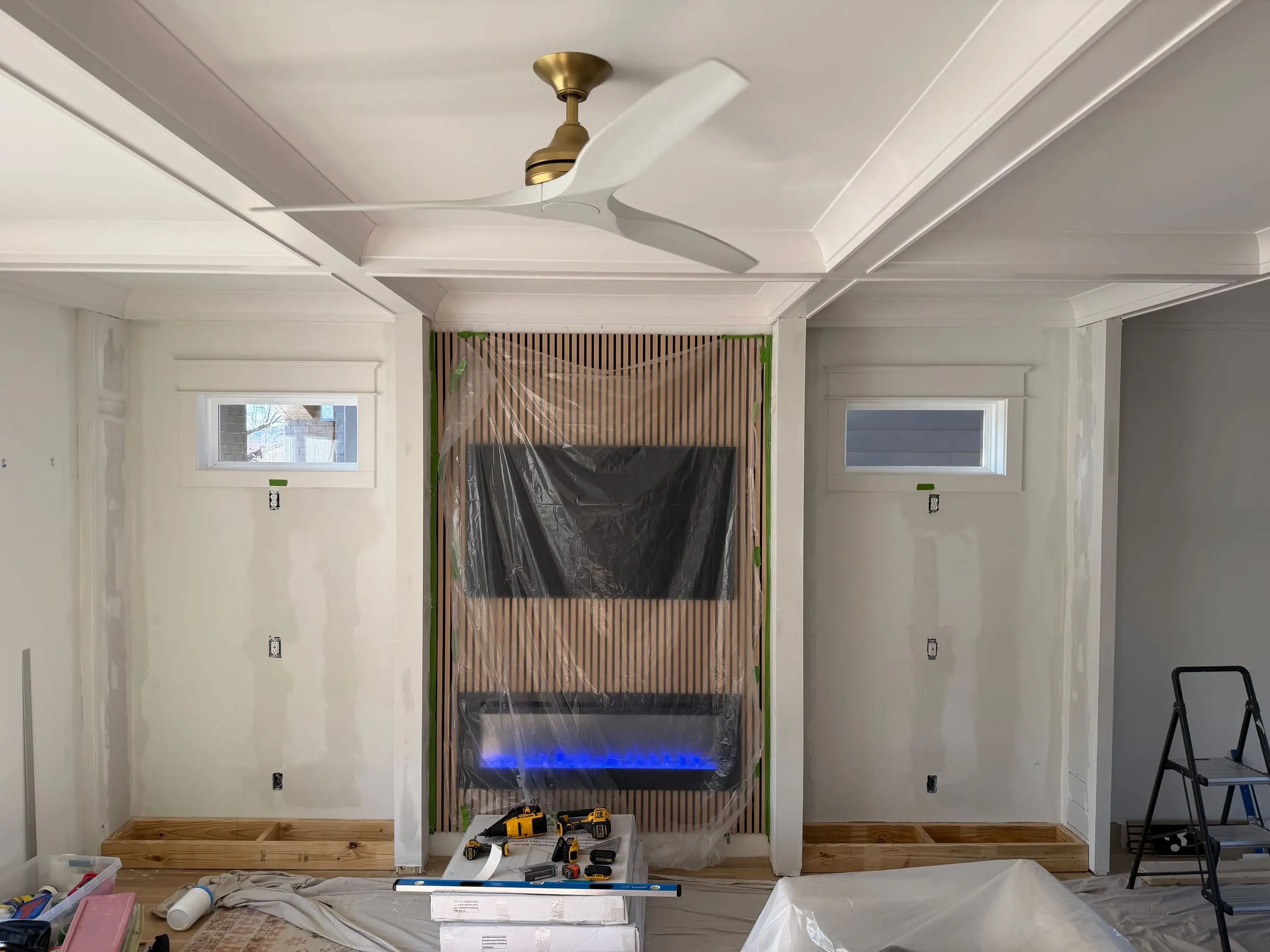 Level 5 drywall finish on built-in columns