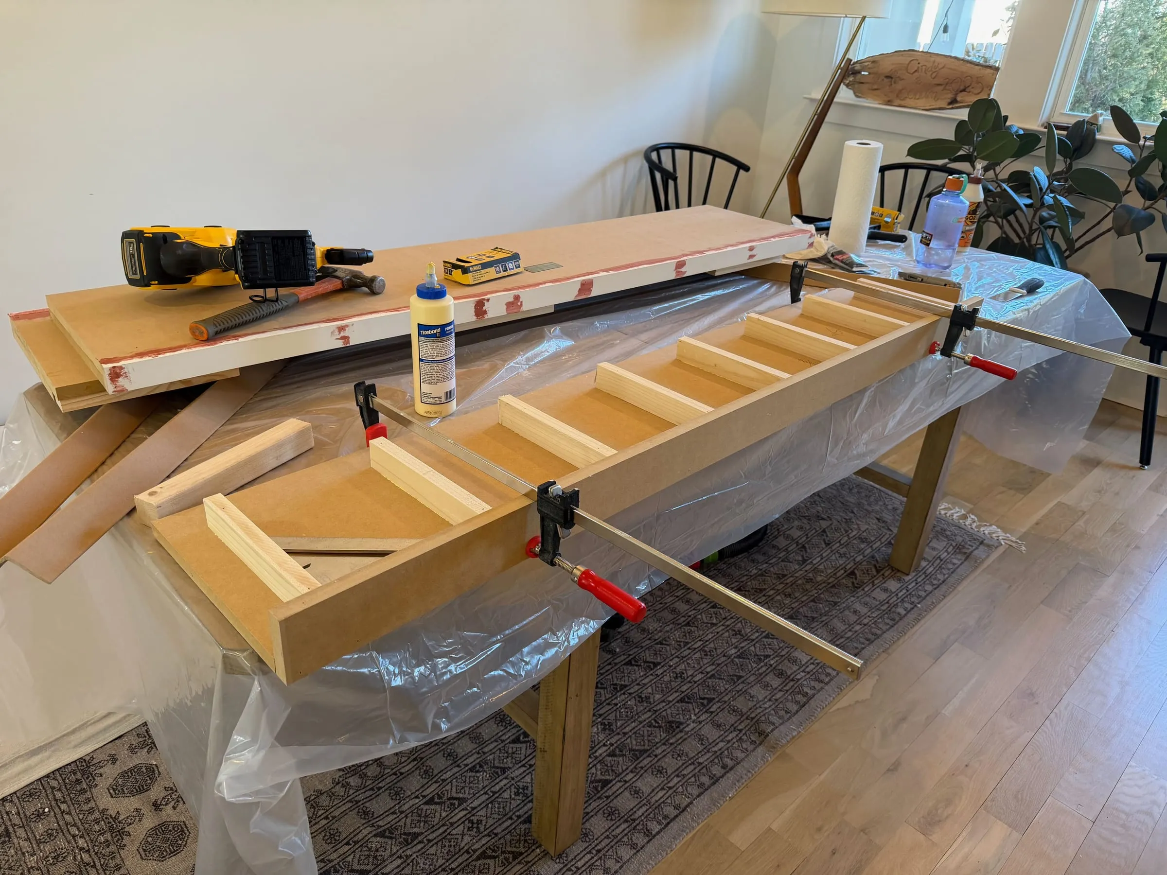 Torsion box shelf construction showing internal structure